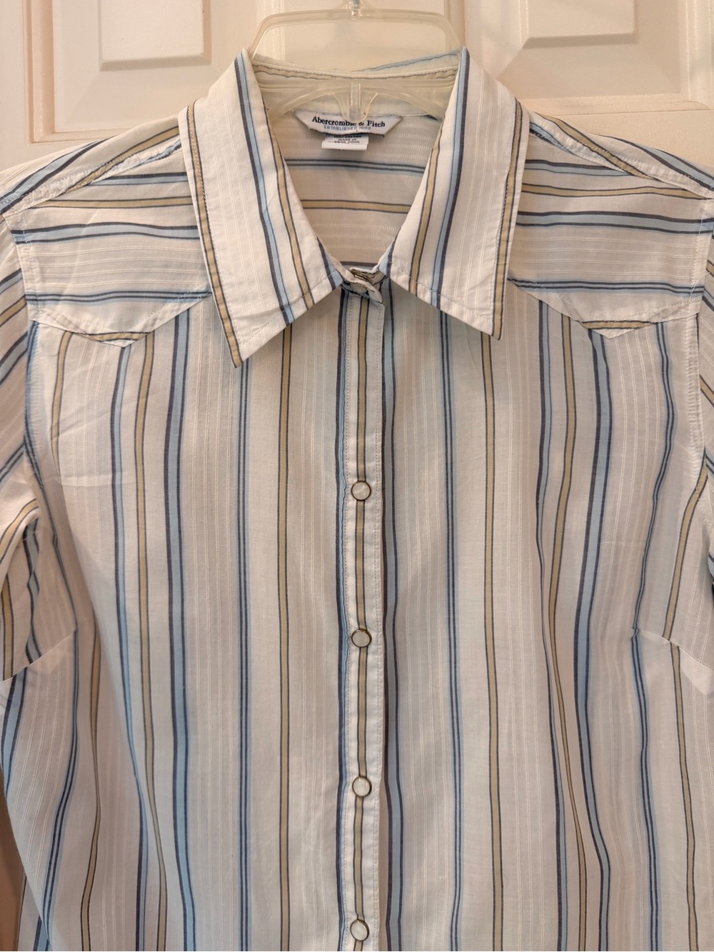 Abercrombie & Fitch western cut cotton shirt with snaps, long sleeve, Sz S - Picture 2 of 14